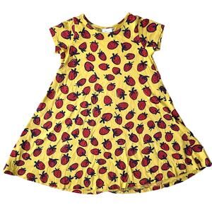 Hanna Andersson Strawberry Print Yellow Swing Dress Girls Size US 10 140cm NWOT